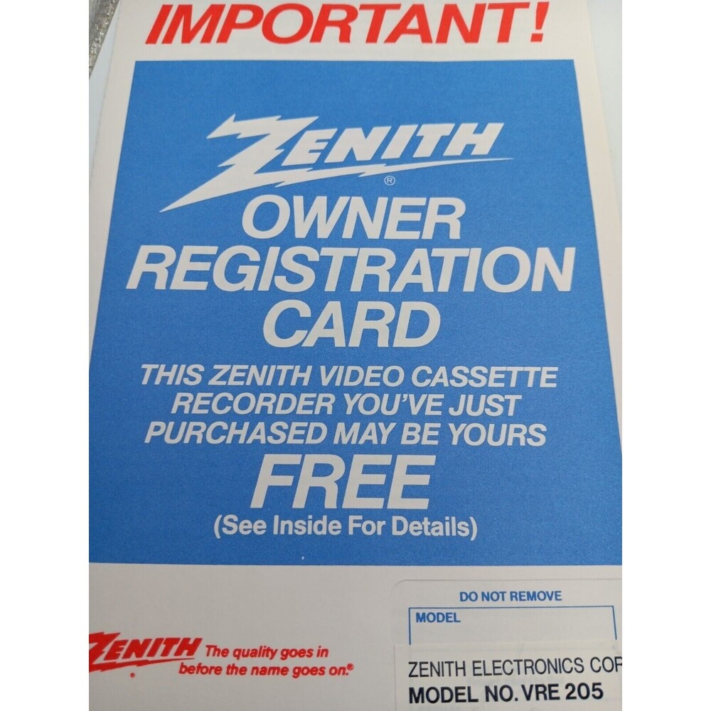 Zenith VHS VCR Operating Guide & Zenith Advanced System 3 Color TV guide Antenna - Picture 8 of 8